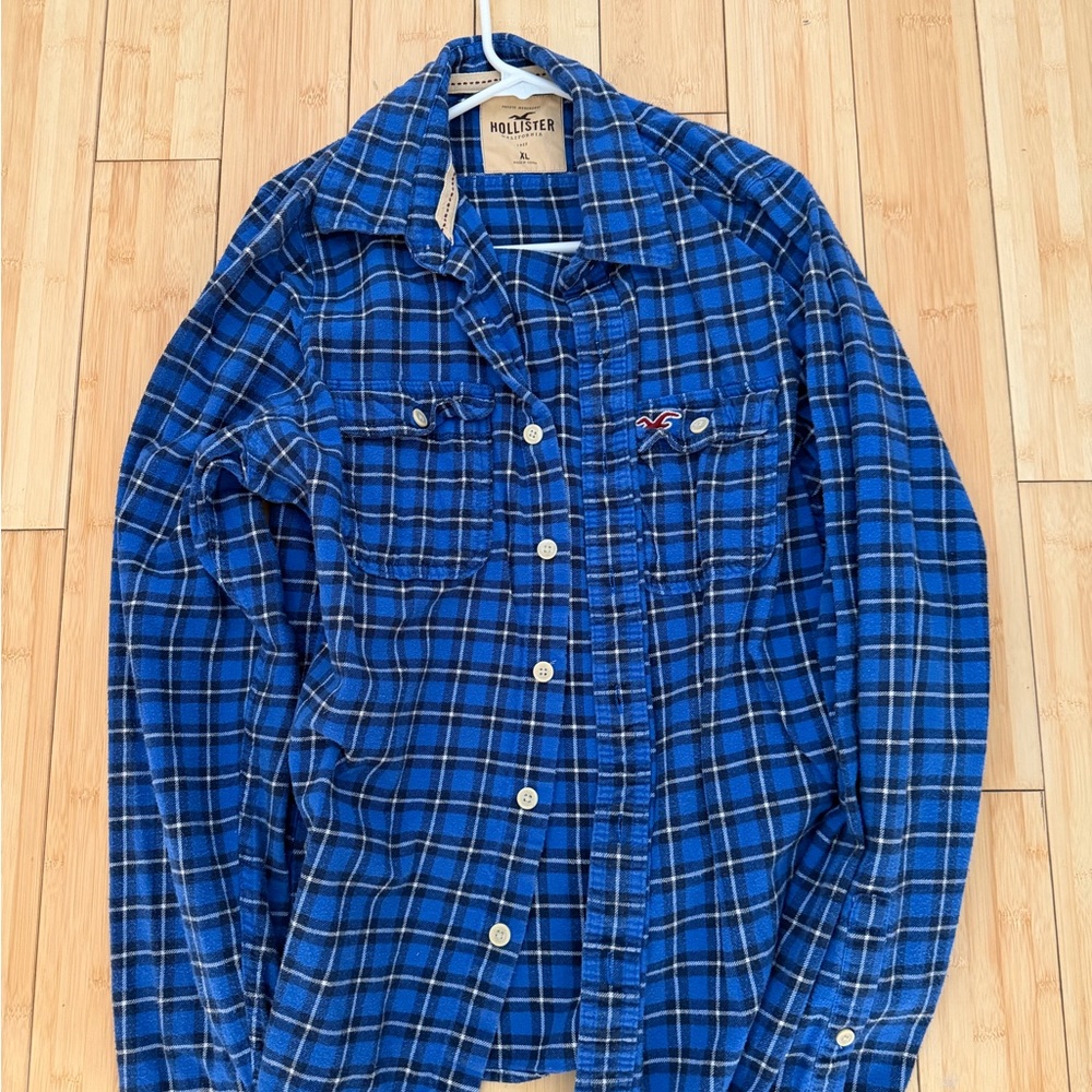 Hollister Men's Casual Blue Checkered Shirt